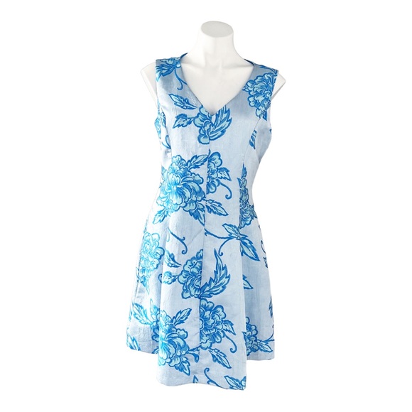 Nanette Lepore Jacquard Dress Floral Fit & Flare Blue Size 8 NWT $159.00 - Picture 12 of 15